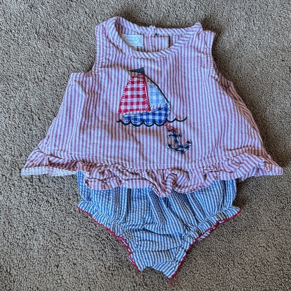 Mud Pie Red and Blue Sailboat Set - Picture 2 of 7